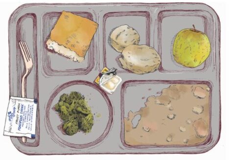 A tray of unappetizing food.