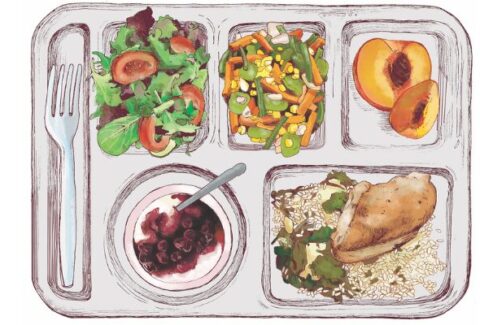 A tray of fresh, appetizing food.